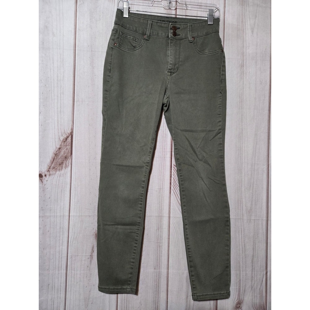 Maurices Womens High Rise Skinny Jeans Olive‎ Green Stretch Size S Short